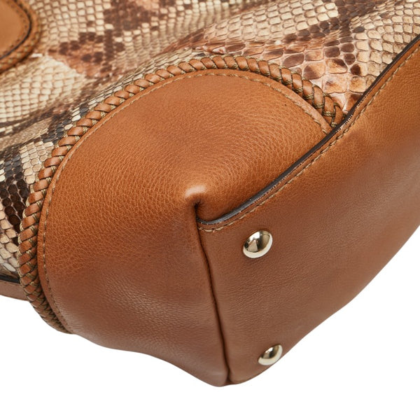 グッチ マラケシュ パイソン トートバッグ 257023 ベージュ ブラウン レザー レディース GUCCI 【中古】