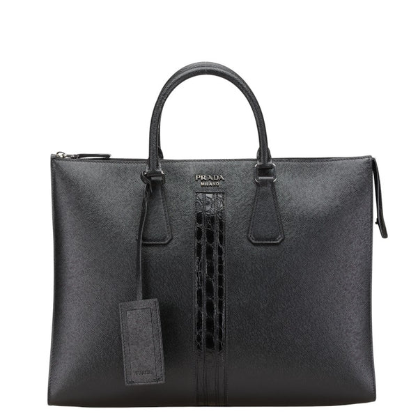 プラダ ハンドバッグ ビジネスバッグ ブラック レザー メンズ PRADA 【中古】
