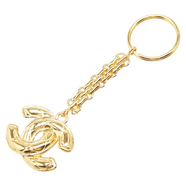 シャネル ココマーク マトラッセ キーホルダー バッグチャーム ゴールド メッキ レディース CHANEL 【中古】