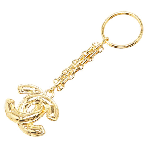 シャネル ココマーク マトラッセ キーホルダー バッグチャーム ゴールド メッキ レディース CHANEL 【中古】