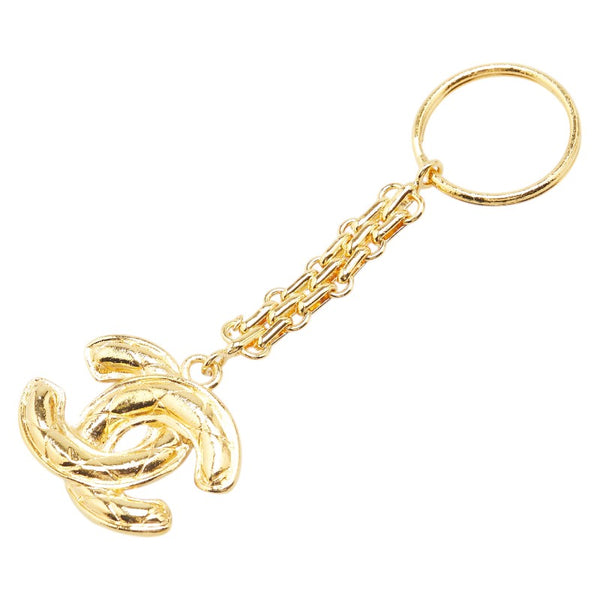 シャネル ココマーク マトラッセ キーホルダー バッグチャーム ゴールド メッキ レディース CHANEL 【中古】