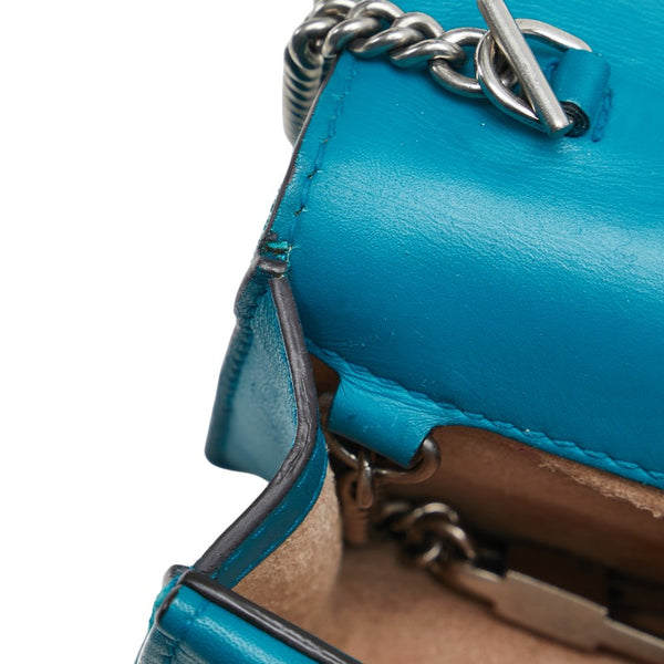 グッチ ディオニュソス スーパー ミニバッグ チェーン 斜め掛け ショルダーバッグ 476432 ブルー グリーン ベロア レザー レディース GUCCI 【中古】