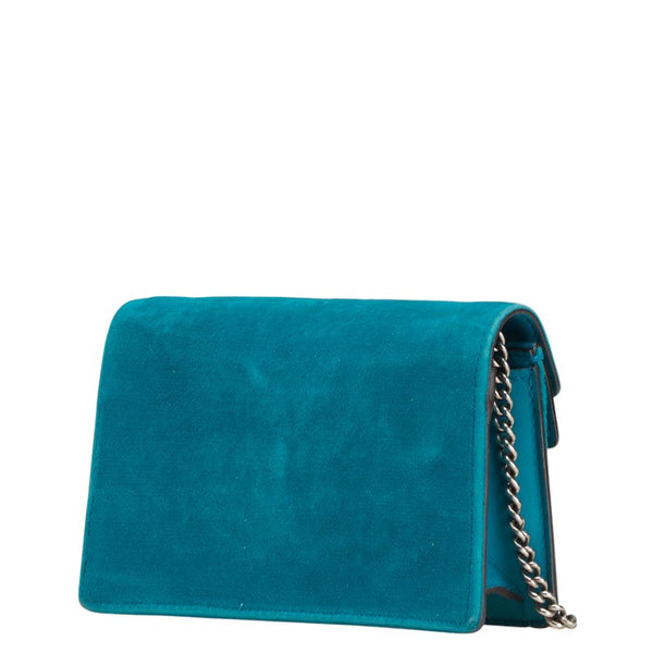 グッチ ディオニュソス スーパー ミニバッグ チェーン 斜め掛け ショルダーバッグ 476432 ブルー グリーン ベロア レザー レディース GUCCI 【中古】