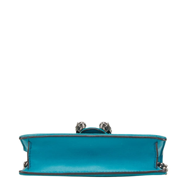 グッチ ディオニュソス スーパー ミニバッグ チェーン 斜め掛け ショルダーバッグ 476432 ブルー グリーン ベロア レザー レディース GUCCI 【中古】