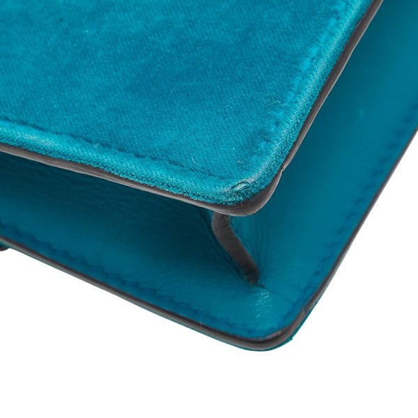 グッチ ディオニュソス スーパー ミニバッグ チェーン 斜め掛け ショルダーバッグ 476432 ブルー グリーン ベロア レザー レディース GUCCI 【中古】