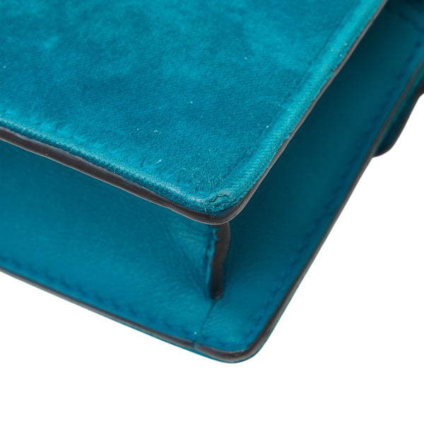 グッチ ディオニュソス スーパー ミニバッグ チェーン 斜め掛け ショルダーバッグ 476432 ブルー グリーン ベロア レザー レディース GUCCI 【中古】