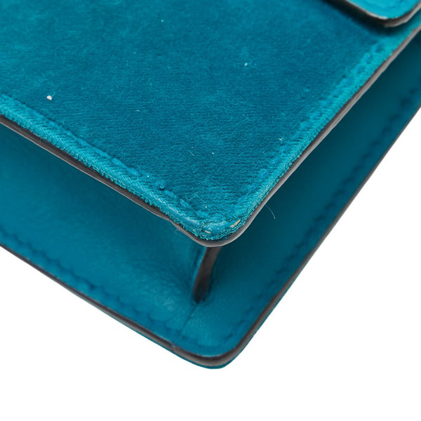 グッチ ディオニュソス スーパー ミニバッグ チェーン 斜め掛け ショルダーバッグ 476432 ブルー グリーン ベロア レザー レディース GUCCI 【中古】