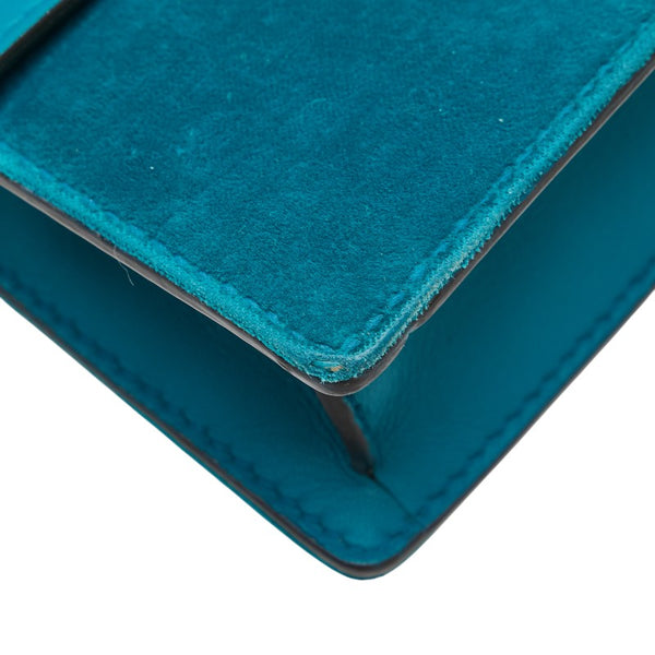 グッチ ディオニュソス スーパー ミニバッグ チェーン 斜め掛け ショルダーバッグ 476432 ブルー グリーン ベロア レザー レディース GUCCI 【中古】