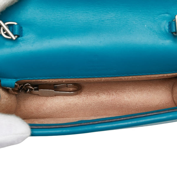 グッチ ディオニュソス スーパー ミニバッグ チェーン 斜め掛け ショルダーバッグ 476432 ブルー グリーン ベロア レザー レディース GUCCI 【中古】