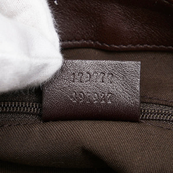 グッチ ホースビット モチーフ ハンドバッグ 179777 ベージュ ブラウン キャンバス レザー レディース GUCCI 【中古】