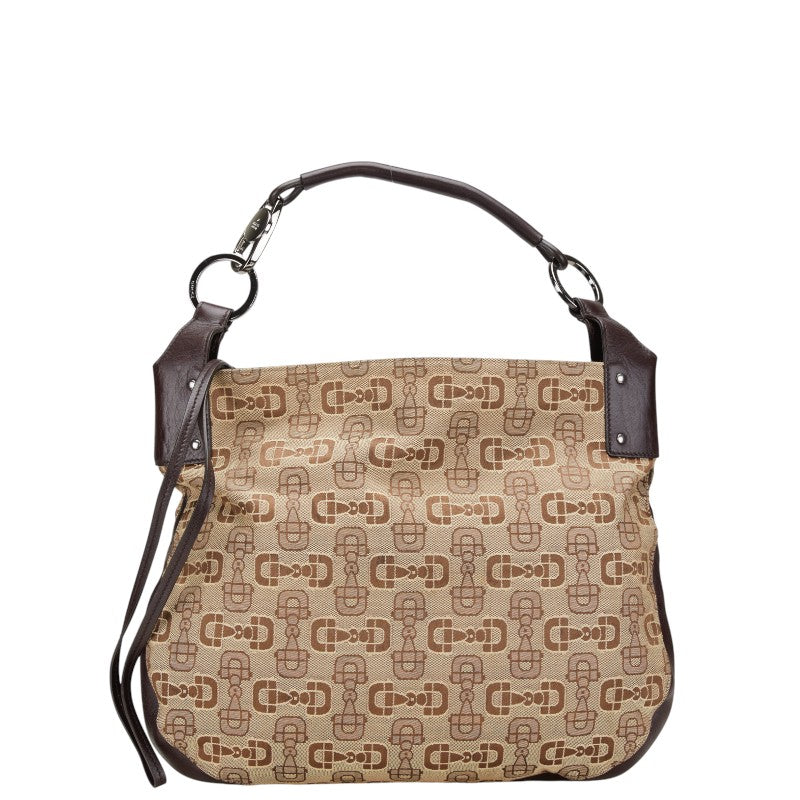グッチ ホースビット モチーフ ハンドバッグ 179777 ベージュ ブラウン キャンバス レザー レディース GUCCI 【中古】