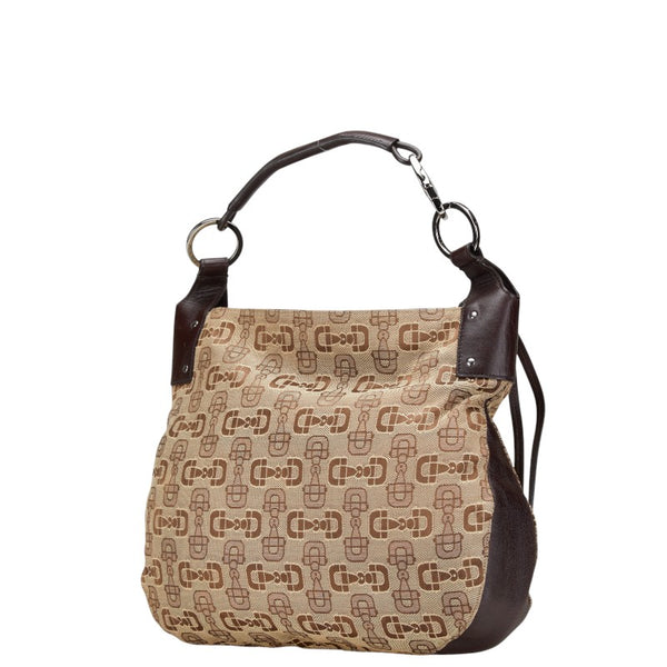 グッチ ホースビット モチーフ ハンドバッグ 179777 ベージュ ブラウン キャンバス レザー レディース GUCCI 【中古】