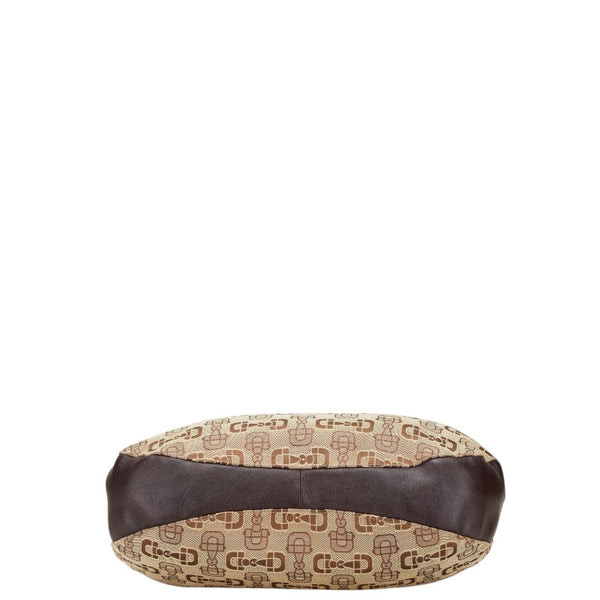 グッチ ホースビット モチーフ ハンドバッグ 179777 ベージュ ブラウン キャンバス レザー レディース GUCCI 【中古】