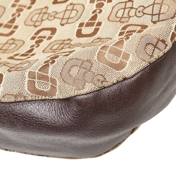 グッチ ホースビット モチーフ ハンドバッグ 179777 ベージュ ブラウン キャンバス レザー レディース GUCCI 【中古】