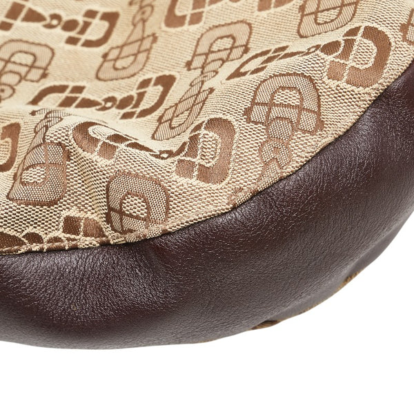 グッチ ホースビット モチーフ ハンドバッグ 179777 ベージュ ブラウン キャンバス レザー レディース GUCCI 【中古】