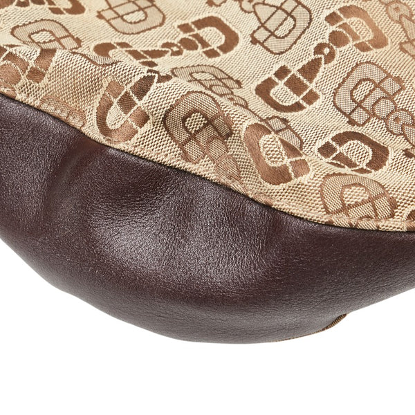 グッチ ホースビット モチーフ ハンドバッグ 179777 ベージュ ブラウン キャンバス レザー レディース GUCCI 【中古】