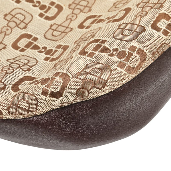 グッチ ホースビット モチーフ ハンドバッグ 179777 ベージュ ブラウン キャンバス レザー レディース GUCCI 【中古】