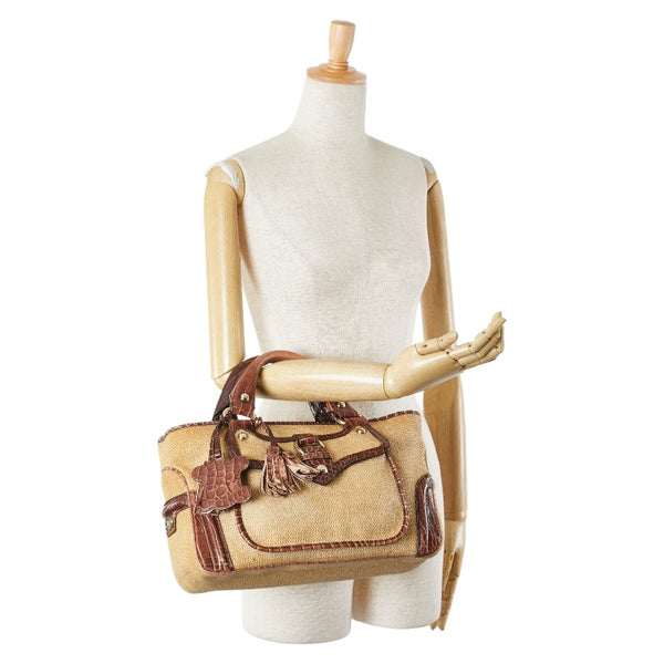 セリーヌ ブギーバッグ トートバッグ ベージュ ブラウン ラフィア レザー レディース CELINE 【中古】