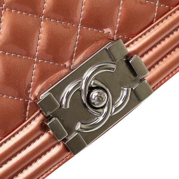 シャネル ココマーク ボーイシャネル25 斜め掛け チェーン ショルダーバッグ ピンク パテントレザー レディース CHANEL 【中古】