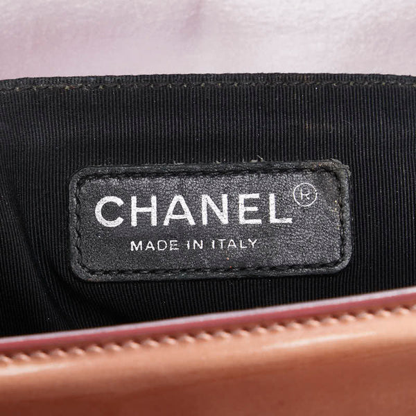 シャネル ココマーク ボーイシャネル25 斜め掛け チェーン ショルダーバッグ ピンク パテントレザー レディース CHANEL 【中古】