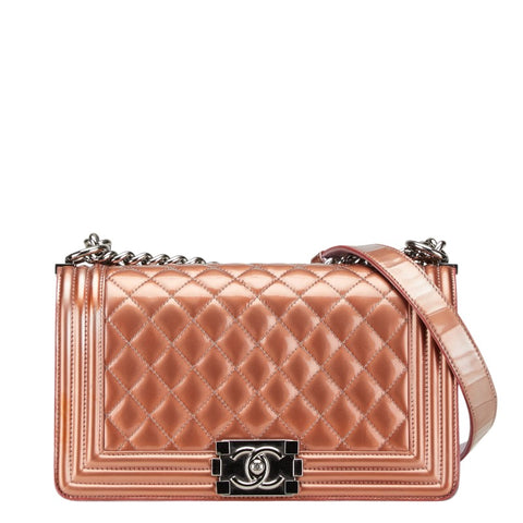 シャネル ココマーク ボーイシャネル25 斜め掛け チェーン ショルダーバッグ ピンク パテントレザー レディース CHANEL 【中古】