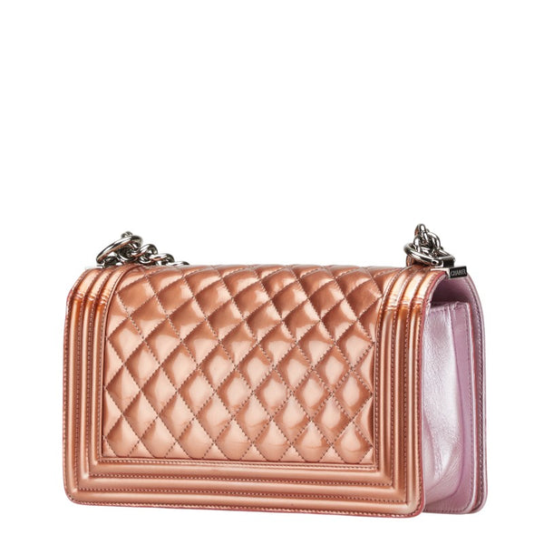 シャネル ココマーク ボーイシャネル25 斜め掛け チェーン ショルダーバッグ ピンク パテントレザー レディース CHANEL 【中古】