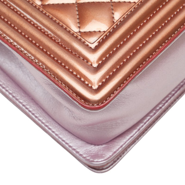 シャネル ココマーク ボーイシャネル25 斜め掛け チェーン ショルダーバッグ ピンク パテントレザー レディース CHANEL 【中古】