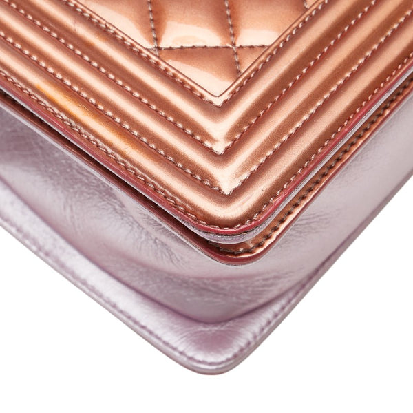 シャネル ココマーク ボーイシャネル25 斜め掛け チェーン ショルダーバッグ ピンク パテントレザー レディース CHANEL 【中古】