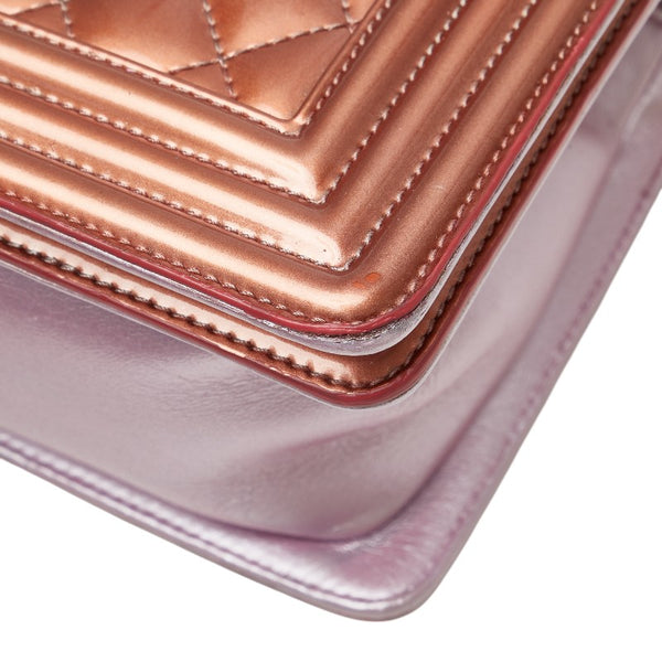 シャネル ココマーク ボーイシャネル25 斜め掛け チェーン ショルダーバッグ ピンク パテントレザー レディース CHANEL 【中古】