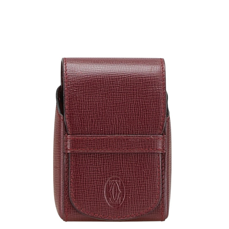 カルティエ マストライン シガレットケース ワインレッド レザー レディース CARTIER 【中古】