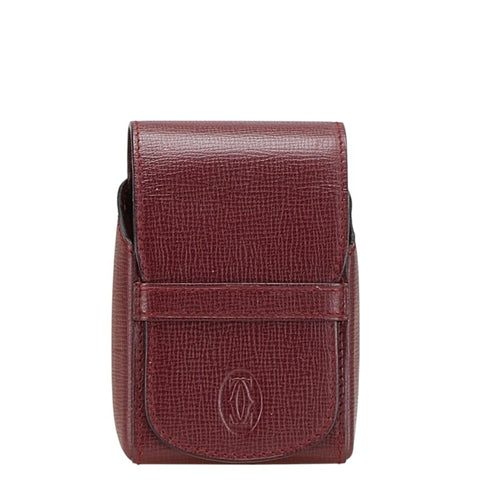 カルティエ マストライン シガレットケース ワインレッド レザー レディース CARTIER 【中古】