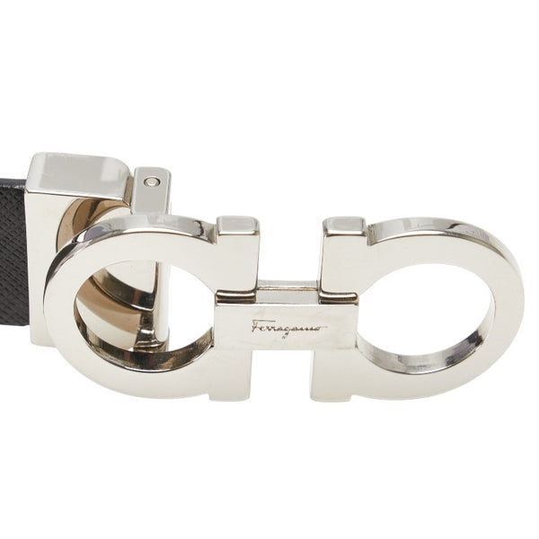サルヴァトーレフェラガモ ガンチーニ ベルト ブラック ホワイト レザー レディース Salvatore Ferragamo 【中古】