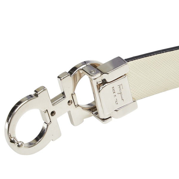 サルヴァトーレフェラガモ ガンチーニ ベルト ブラック ホワイト レザー レディース Salvatore Ferragamo 【中古】