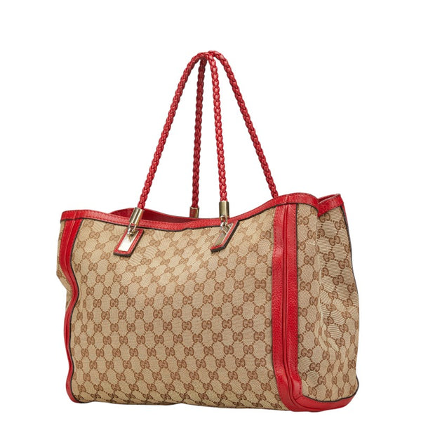 グッチ GGキャンバス バンブー タッセル トートバッグ 269945 ベージュ レッド キャンバス レザー レディース GUCCI 【中古】