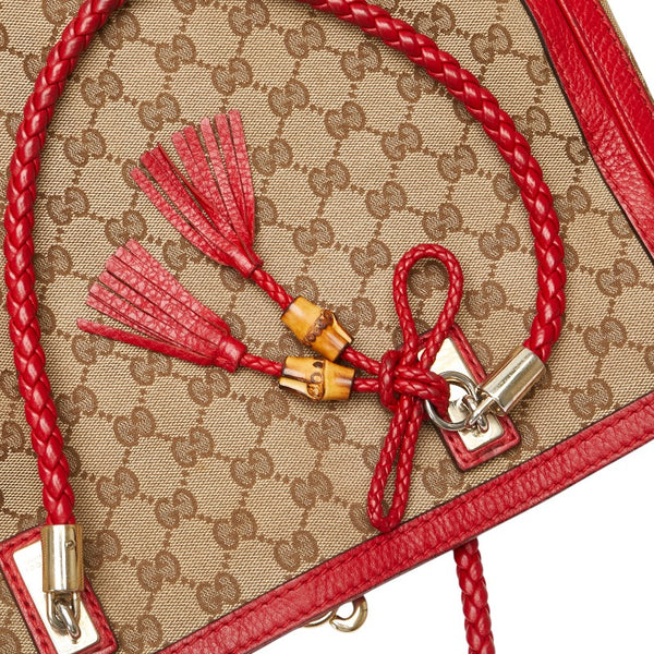 グッチ GGキャンバス バンブー タッセル トートバッグ 269945 ベージュ レッド キャンバス レザー レディース GUCCI 【中古】
