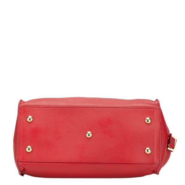 サンローラン プチカバス  ハンドバッグ ショルダーバッグ 2WAY 311210 レッド レザー レディース SAINT LAURENT 【中古】