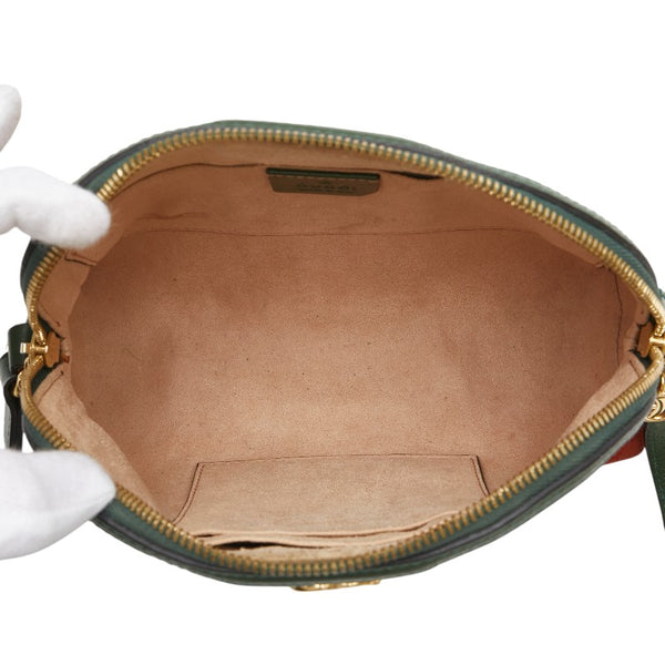 グッチ オフィディア シェリーライン 斜め掛け ショルダーバッグ 499621 オレンジ グリーン スウェード レザー レディース GUCCI 【中古】