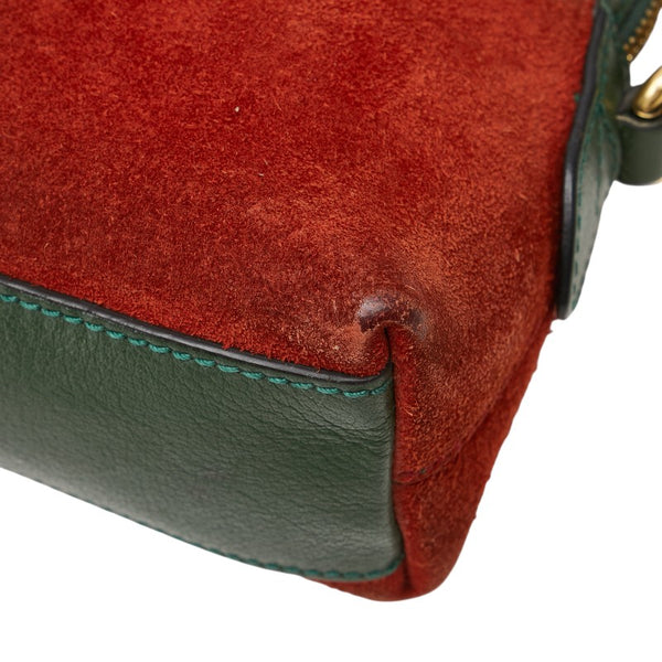 グッチ オフィディア シェリーライン 斜め掛け ショルダーバッグ 499621 オレンジ グリーン スウェード レザー レディース GUCCI 【中古】