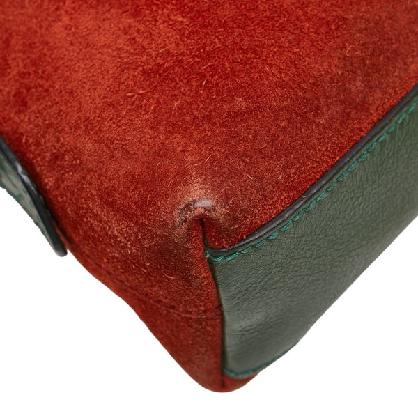 グッチ オフィディア シェリーライン 斜め掛け ショルダーバッグ 499621 オレンジ グリーン スウェード レザー レディース GUCCI 【中古】