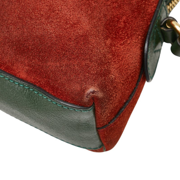 グッチ オフィディア シェリーライン 斜め掛け ショルダーバッグ 499621 オレンジ グリーン スウェード レザー レディース GUCCI 【中古】