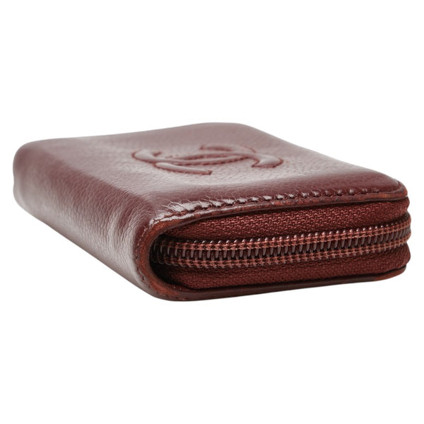 シャネル ココマーク カードケース ワインレッド レザー レディース CHANEL 【中古】
