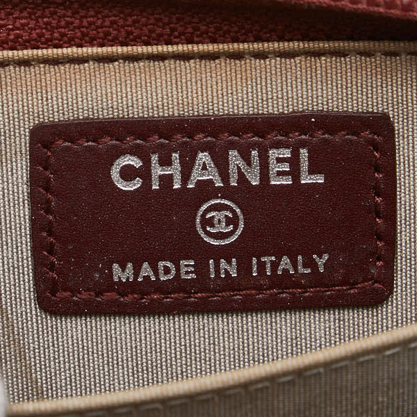 シャネル ココマーク カードケース ワインレッド レザー レディース CHANEL 【中古】