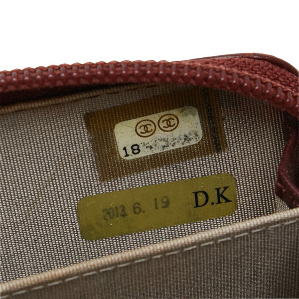 シャネル ココマーク カードケース ワインレッド レザー レディース CHANEL 【中古】