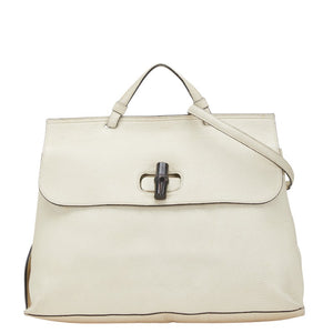 グッチ バンブー デイリー トートバッグ ショルダーバッグ 2WAY 370830 ホワイト レザー レディース GUCCI 【中古】