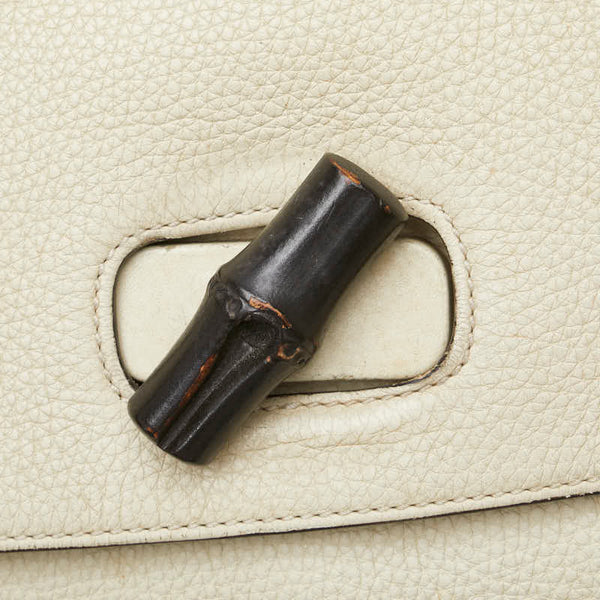 グッチ バンブー デイリー トートバッグ ショルダーバッグ 2WAY 370830 ホワイト レザー レディース GUCCI 【中古】