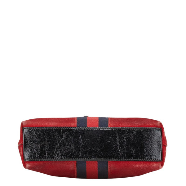 グッチ オフィディア シェリーライン 斜め掛け ショルダーバッグ 499621 レッド ブラック スウェード レザー レディース GUCCI 【中古】