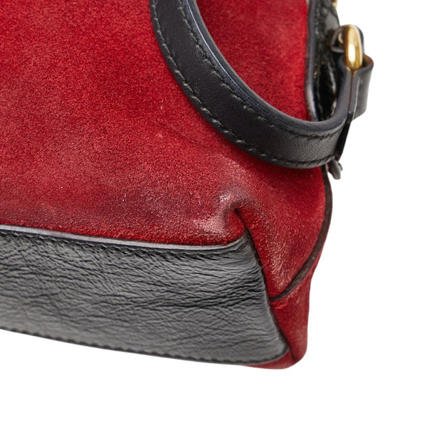 グッチ オフィディア シェリーライン 斜め掛け ショルダーバッグ 499621 レッド ブラック スウェード レザー レディース GUCCI 【中古】