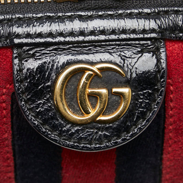 グッチ オフィディア シェリーライン 斜め掛け ショルダーバッグ 499621 レッド ブラック スウェード レザー レディース GUCCI 【中古】