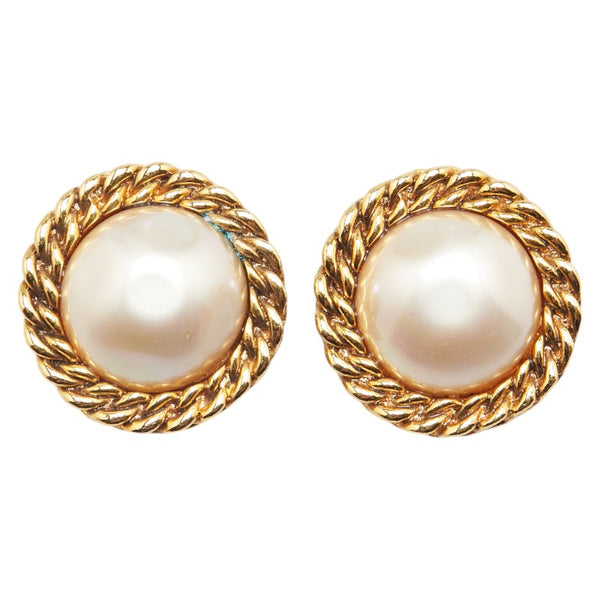 シャネル チェーン モチーフ イヤリング ゴールド メッキ フェイクパール レディース CHANEL 【中古】