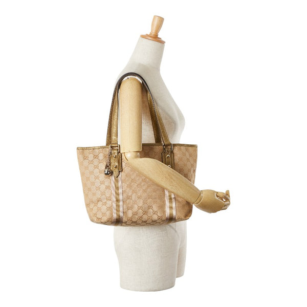 グッチ GGキャンバス ハンドバッグ トートバッグ 137396 ベージュ ゴールド キャンバス レザー レディース GUCCI 【中古】